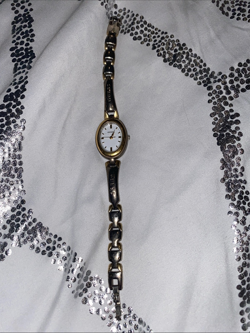 Guess Two-Tone Gold and Silver Oval Bracelet Watch